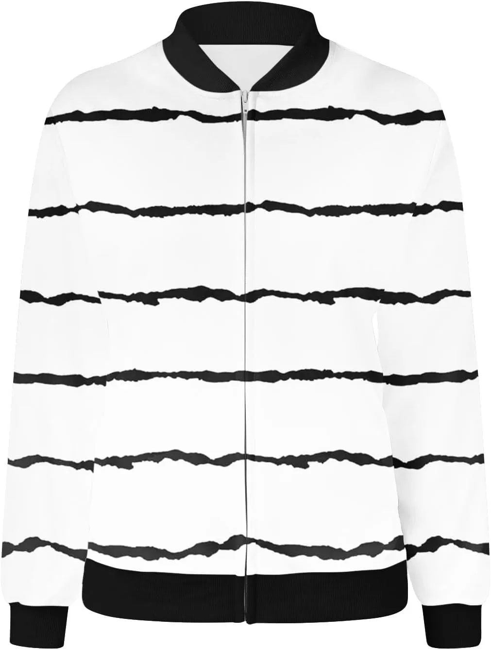 Womens Jackets Striped Print Zip Up Long Sleeve Coat Lightweight Jackets with Pocket Casual Coat 2024 Fall Fashion