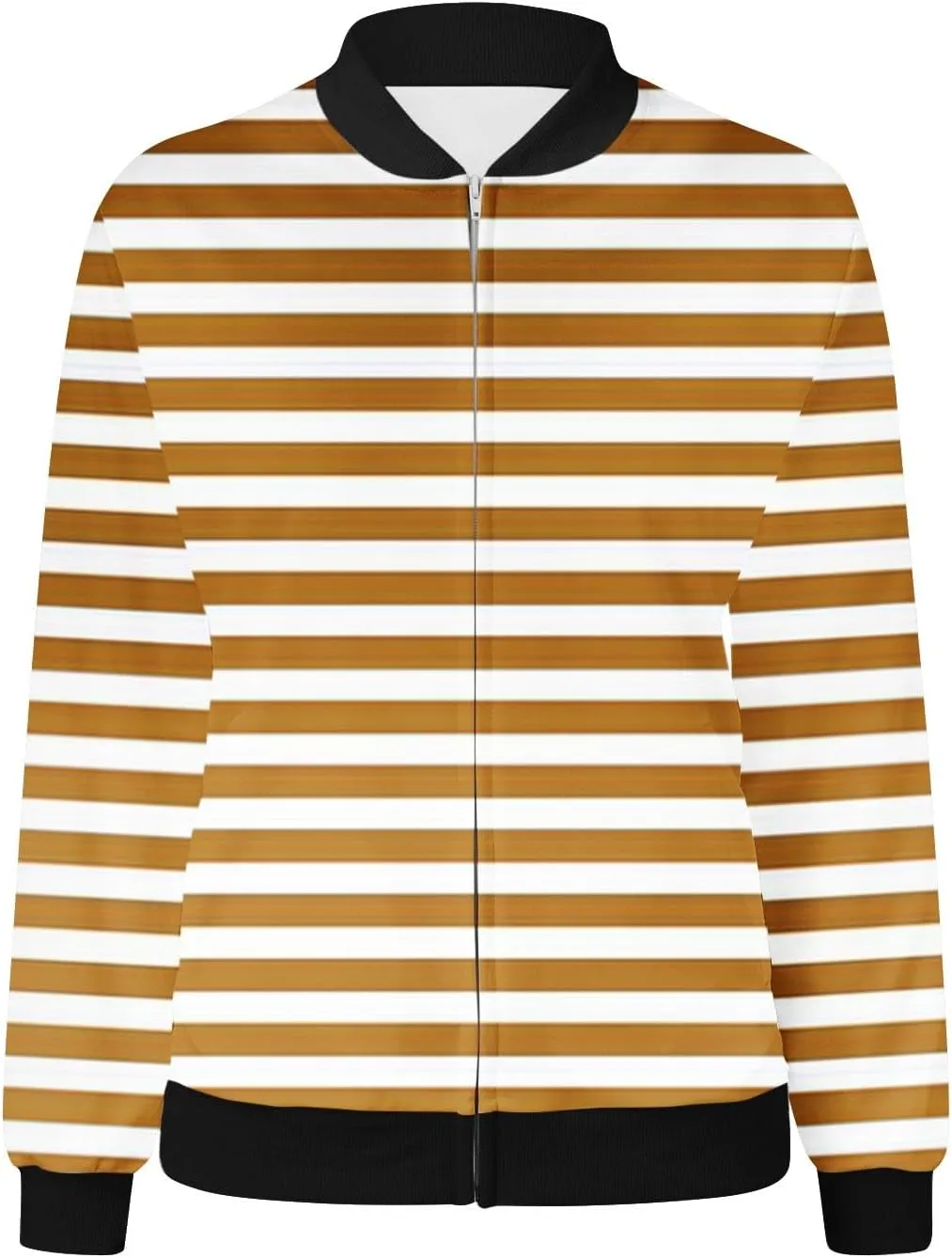 Womens Jackets Striped Print Zip Up Long Sleeve Coat Lightweight Jackets with Pocket Casual Coat 2024 Fall Fashion
