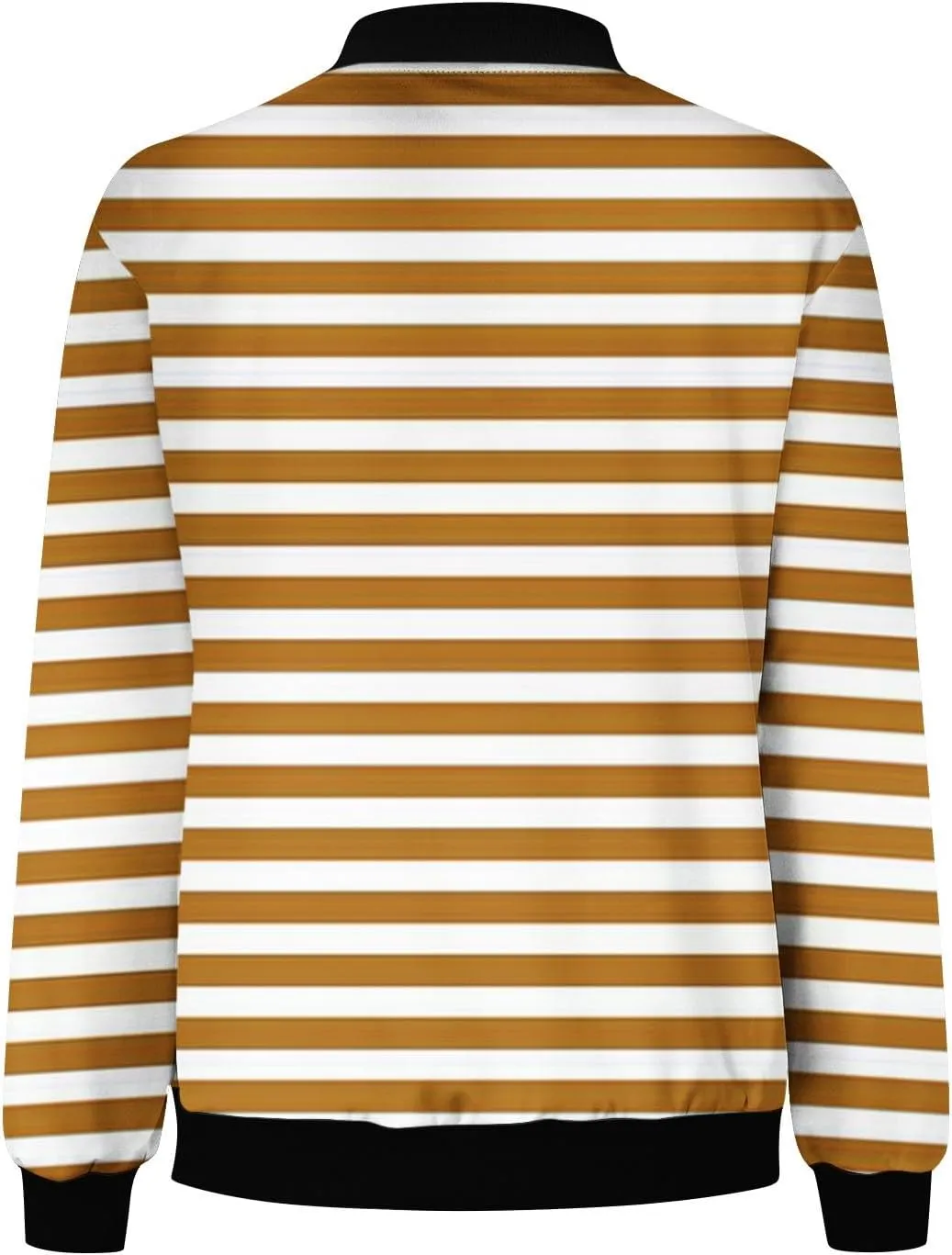 Womens Jackets Striped Print Zip Up Long Sleeve Coat Lightweight Jackets with Pocket Casual Coat 2024 Fall Fashion