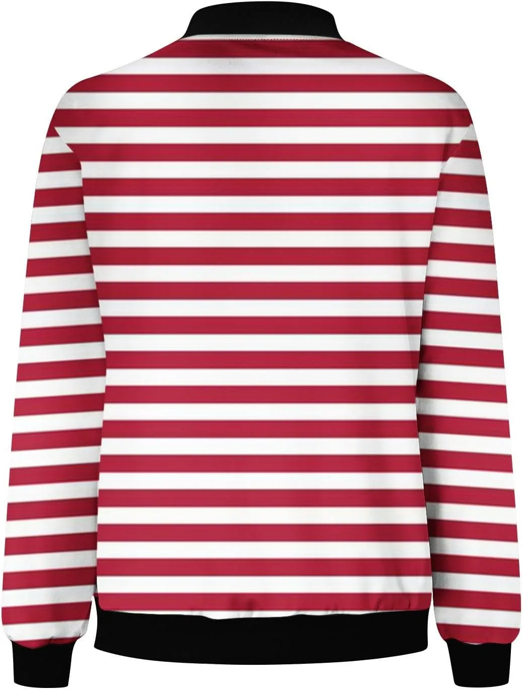 Womens Jackets Striped Print Zip Up Long Sleeve Coat Lightweight Jackets with Pocket Casual Coat 2024 Fall Fashion
