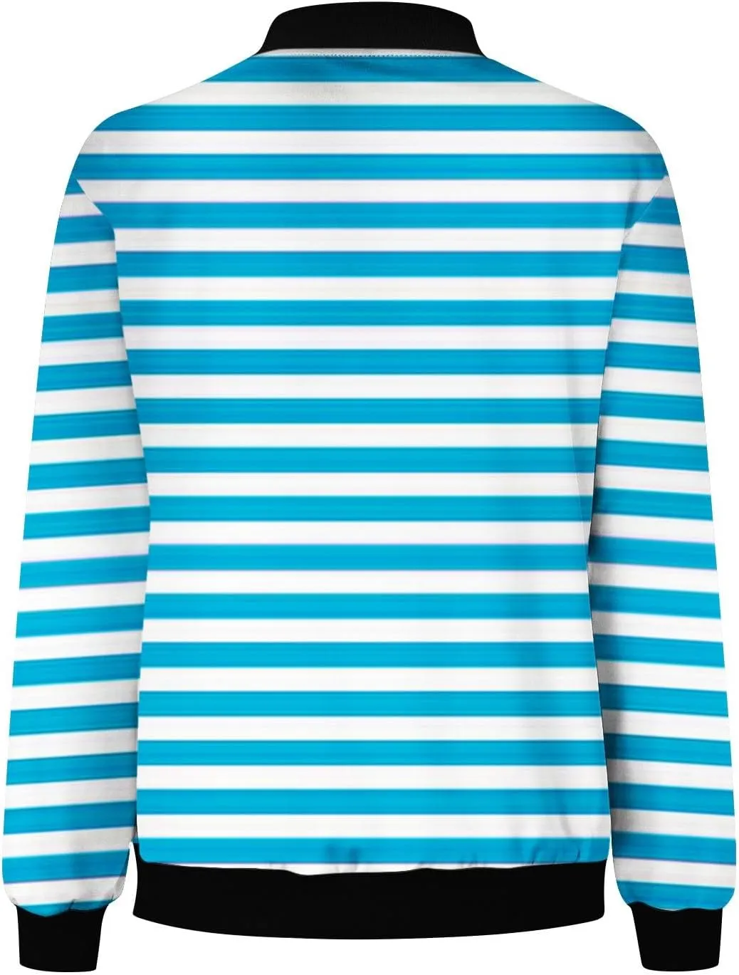 Womens Jackets Striped Print Zip Up Long Sleeve Coat Lightweight Jackets with Pocket Casual Coat 2024 Fall Fashion