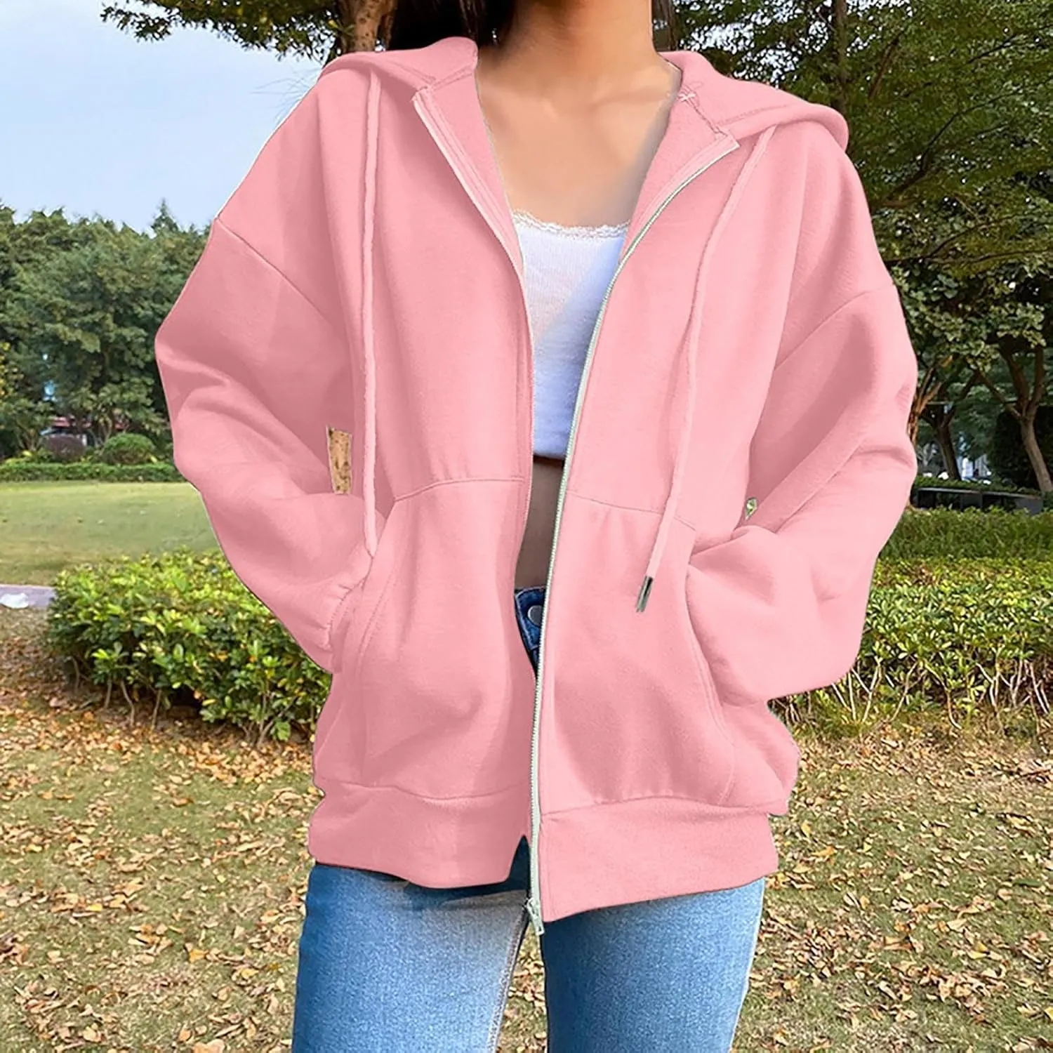 Womens Jackets Womens Zip Up Hoodies Cropped Sweatshirts Fleece Jackets Fall Outfits Casual Hooded Tops Winter