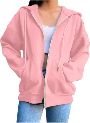 Womens Jackets Womens Zip Up Hoodies Cropped Sweatshirts Fleece Jackets Fall Outfits Casual Hooded Tops Winter