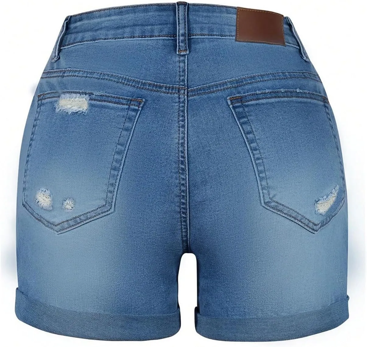 Womens Jean Shorts High Waisted Ripped Stretchy Denim Shorts Casual Cute Frayed Rolled Hem Baggy Jorts with Pockets