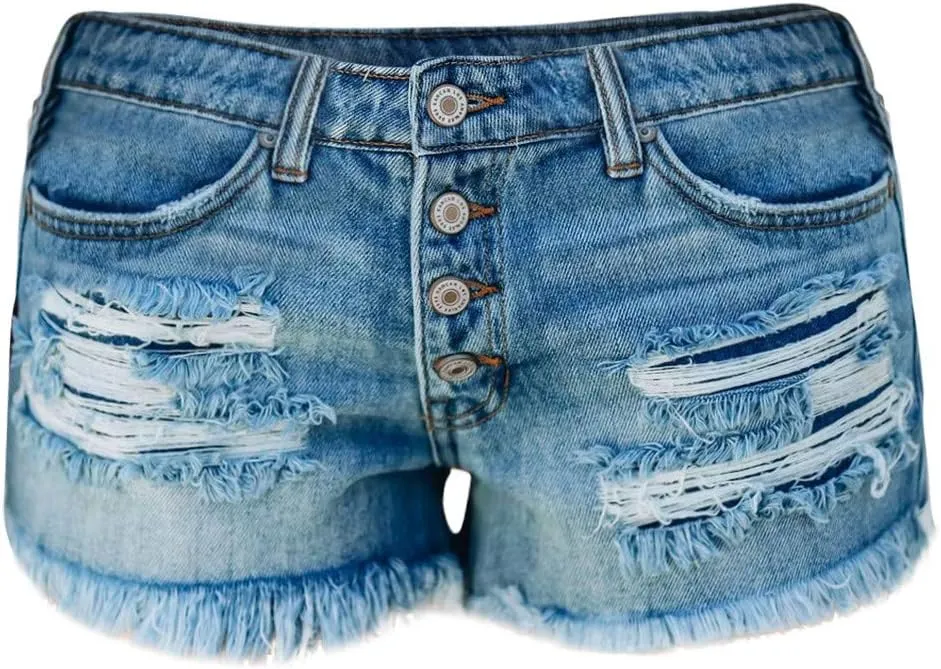 Womens Jean Shorts Summer High Waisted Stretchy Denim Shorts Ripped Frayed Raw Hem Casual Jeans Short with Pockets 2025