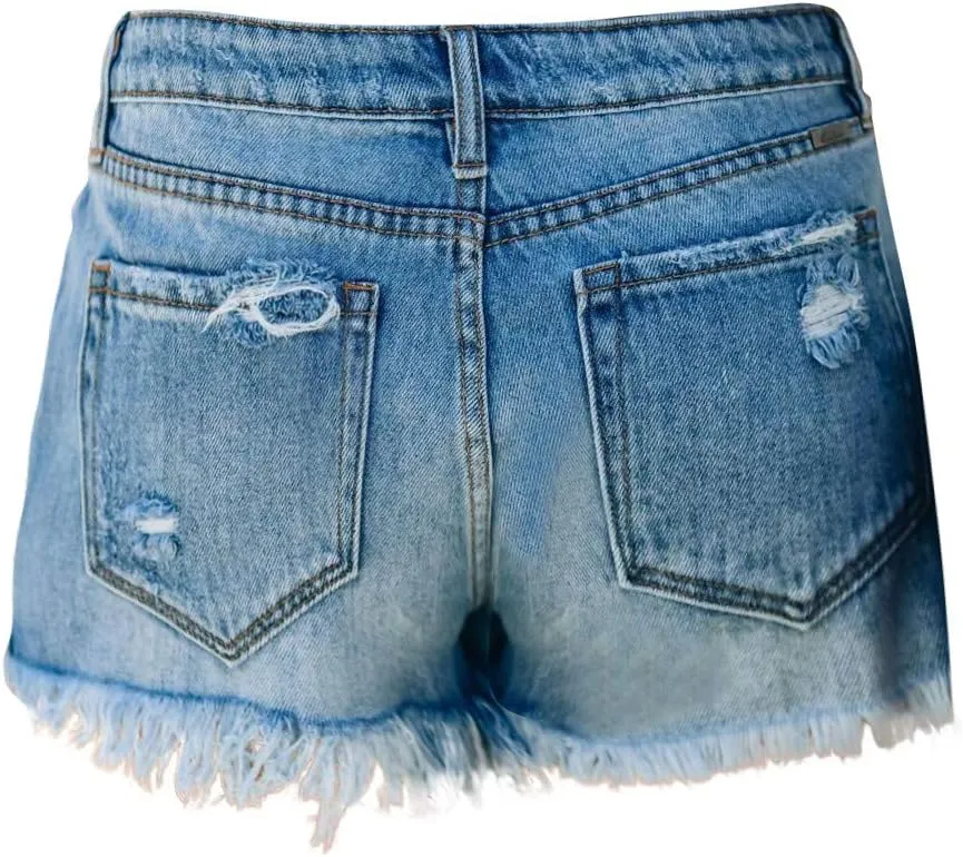 Womens Jean Shorts Summer High Waisted Stretchy Denim Shorts Ripped Frayed Raw Hem Casual Jeans Short with Pockets 2025