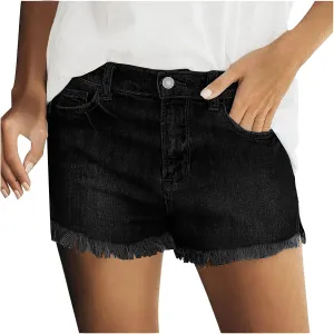 Womens Jean Shorts Summer High Waisted Stretchy Denim Shorts Ripped Frayed Raw Hem Trendy Jeans Short with Pockets 2025