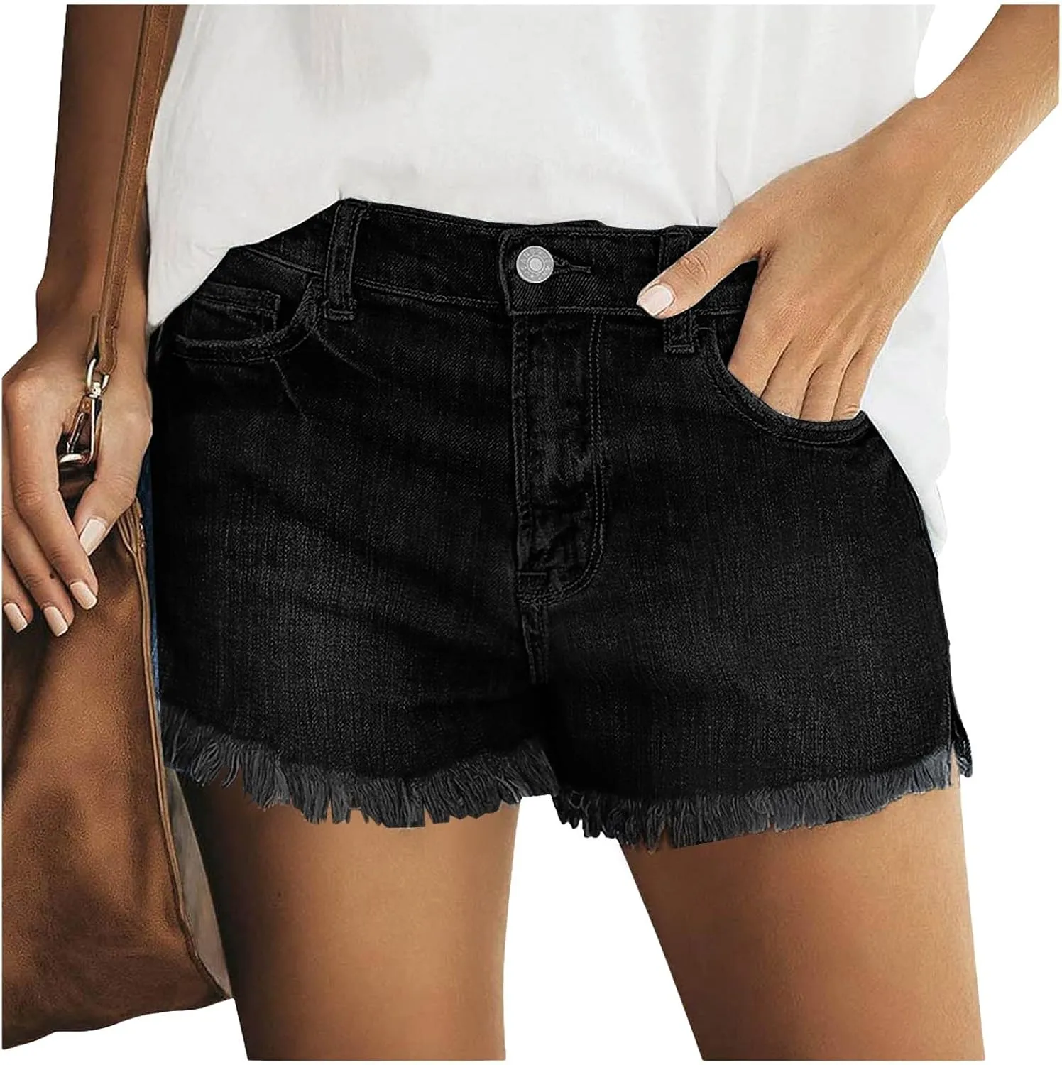 Womens Jean Shorts Summer High Waisted Stretchy Denim Shorts Ripped Frayed Raw Hem Trendy Jeans Short with Pockets 2025