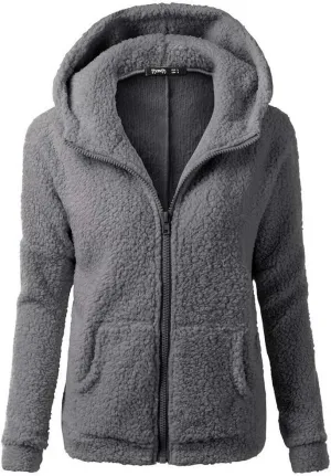 Womens Lightweight Fleece Lined Coats Plus Size Long Sleeve Hooded Jackets Comfy Warm Zip Up Hoodies 2024 Winter Coat