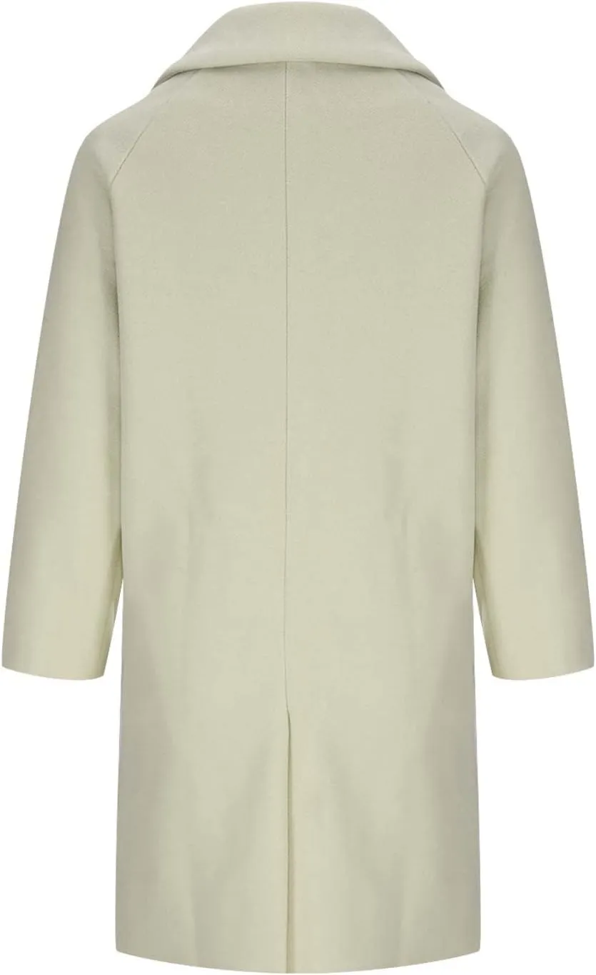 Women's Notch Lapel Double Breasted Wool Blend Mid-Length Trench Coat Winter Warm Overcoat Jacket Pea Coats with Pockets