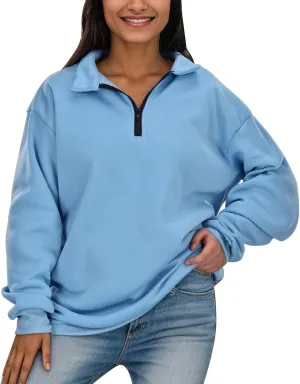 Womens Oversized Half Zip Pullover Casual Long Sleeve Sweatshirt Quarter Zip Trendy Teen Girls Fall Y2k Clothes