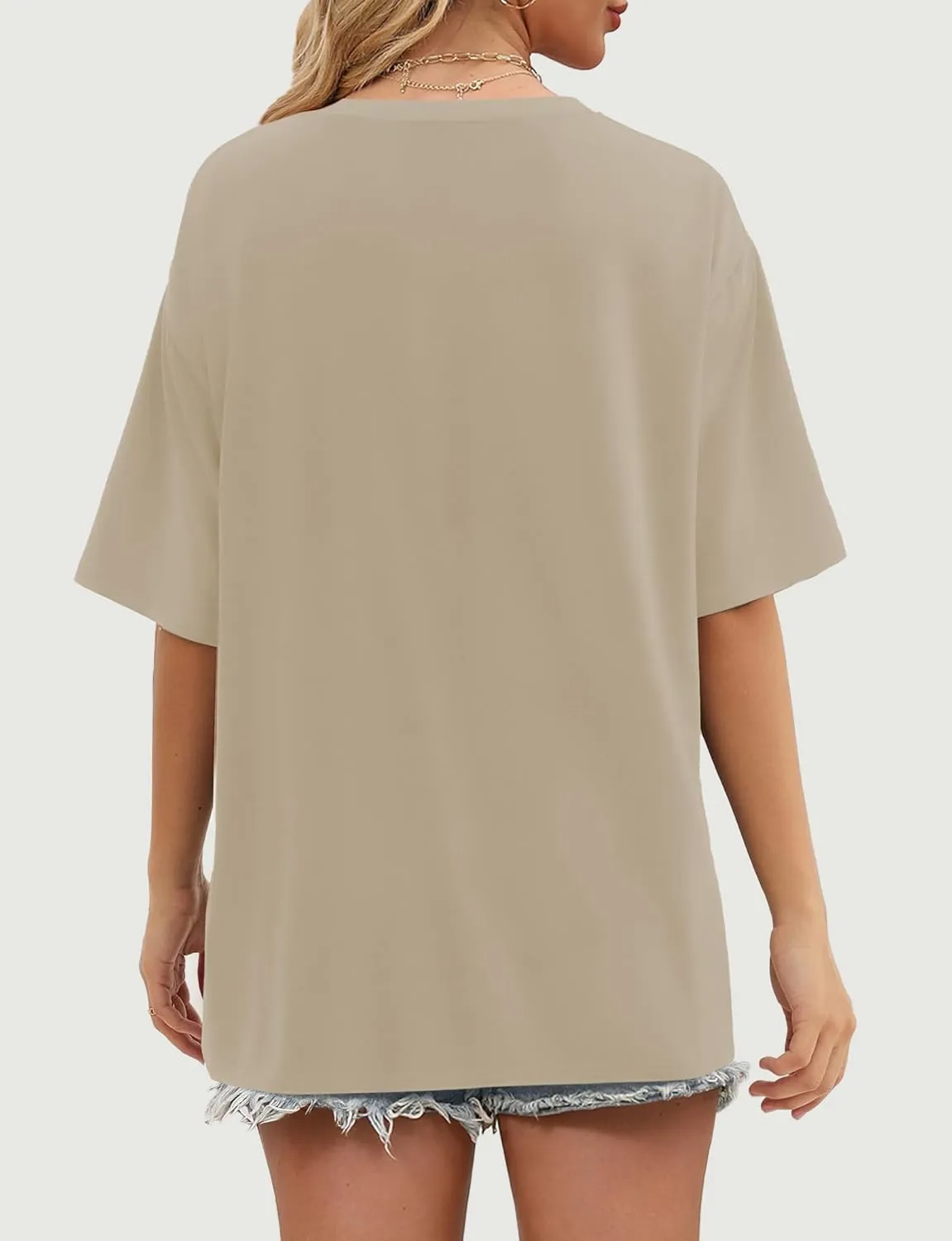 Womens Oversized T Shirts Short Sleeve Summer Tops Crewneck Casual Loose Fit Basic Tee Trendy Plus Size Blouse