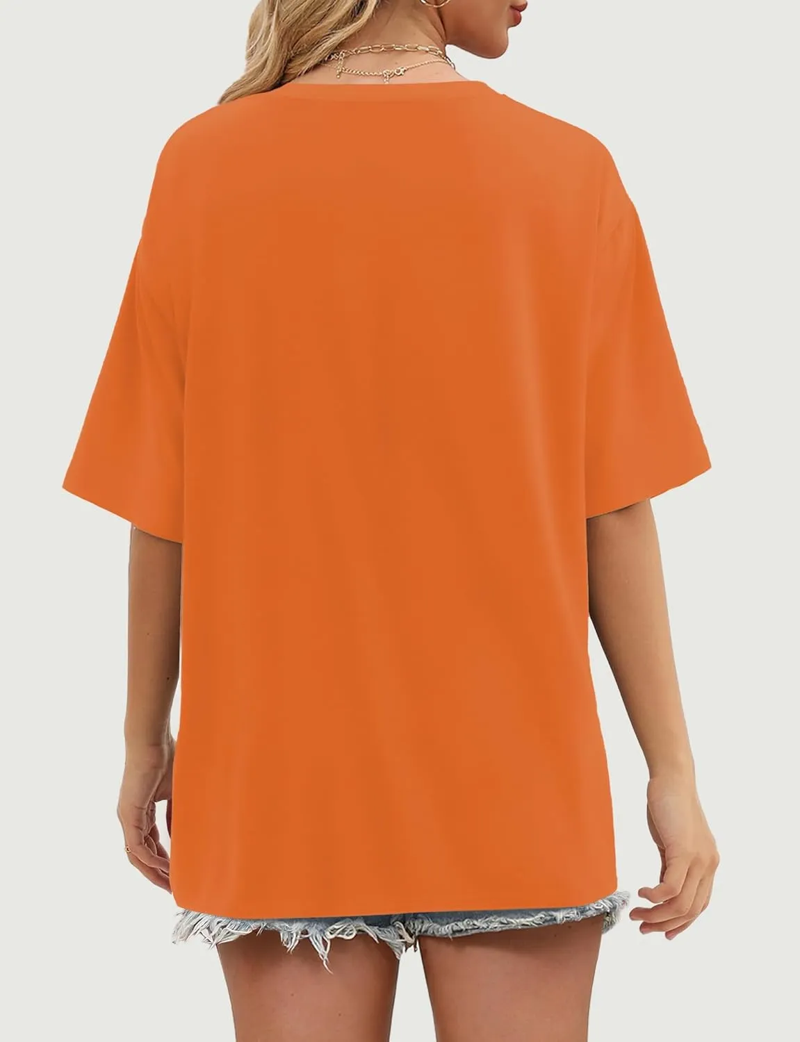 Womens Oversized T Shirts Short Sleeve Summer Tops Crewneck Casual Loose Fit Basic Tee Trendy Plus Size Blouse