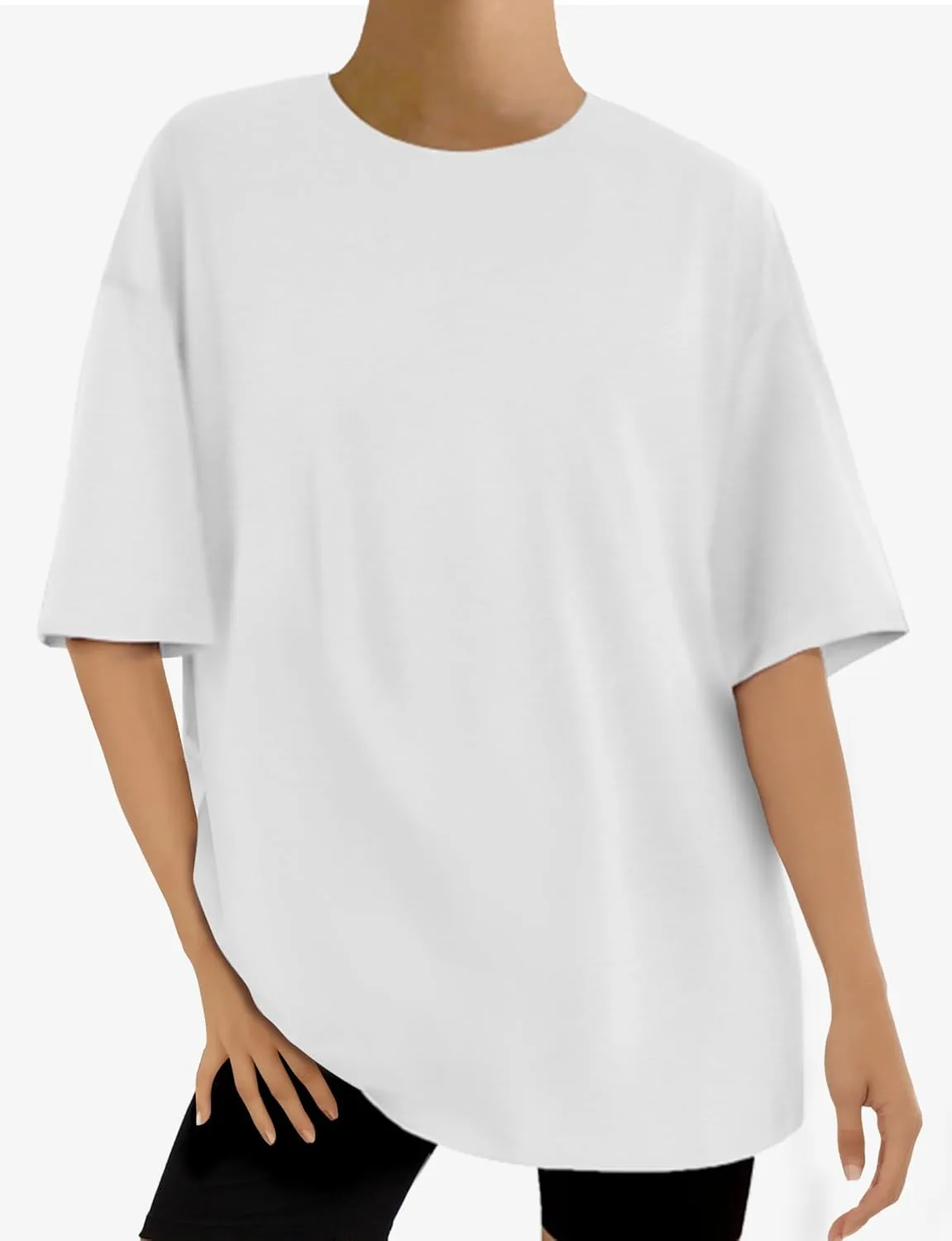 Womens Oversized T Shirts Short Sleeve Summer Tops Crewneck Casual Loose Fit Basic Tee Trendy Plus Size Blouse