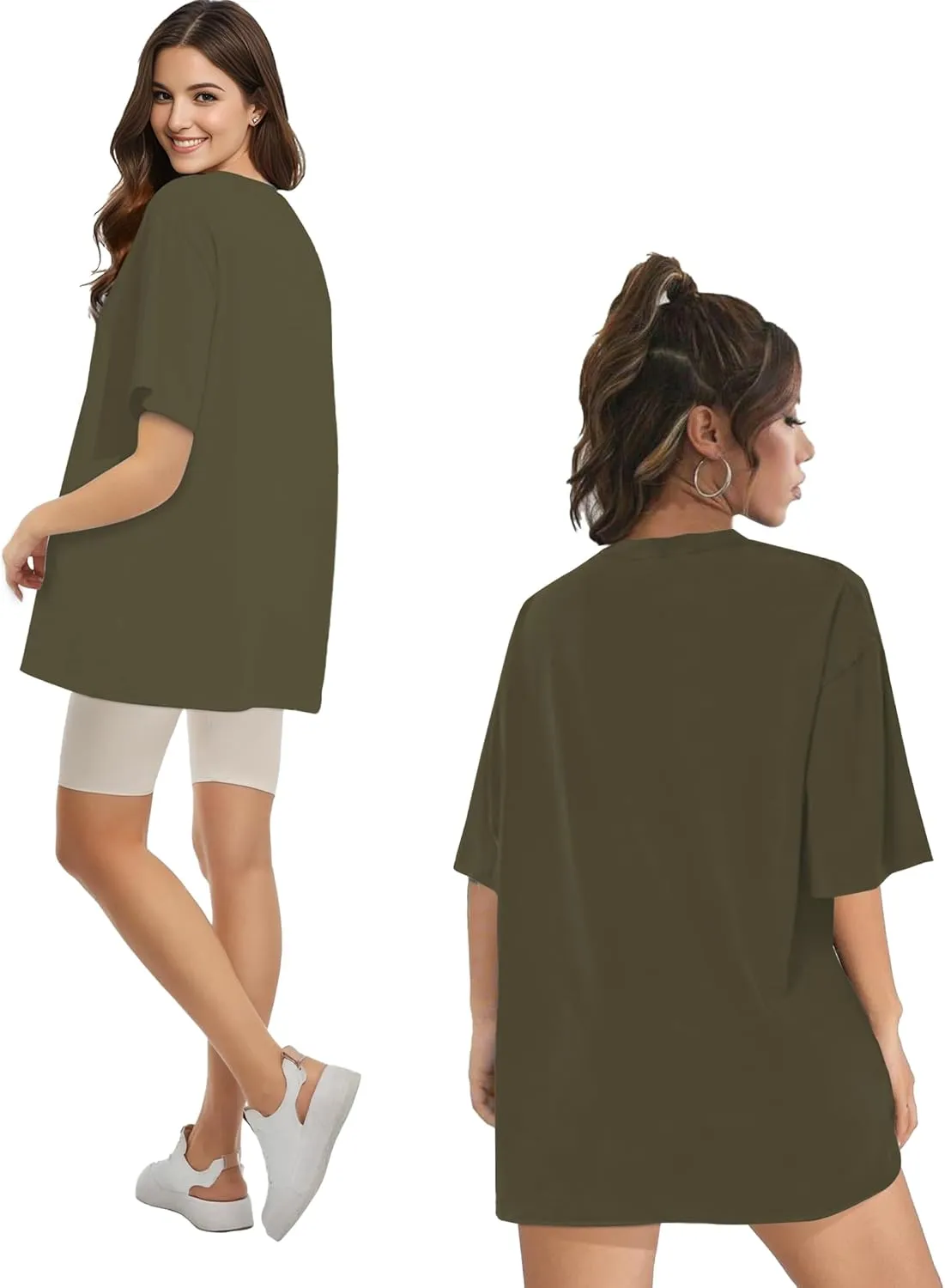 Womens Oversized T Shirts Short Sleeve Summer Tops Crewneck Casual Loose Fit Basic Tee Trendy Plus Size Blouse