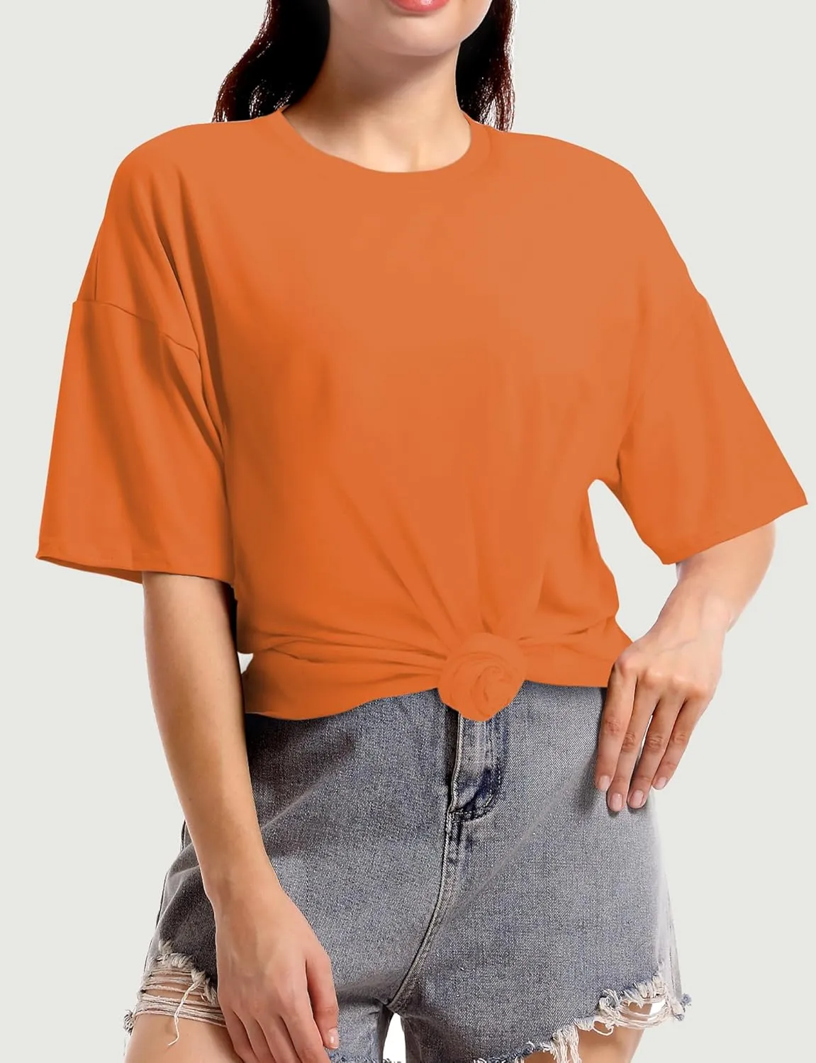 Womens Oversized T Shirts Short Sleeve Summer Tops Crewneck Casual Loose Fit Basic Tee Trendy Plus Size Blouse