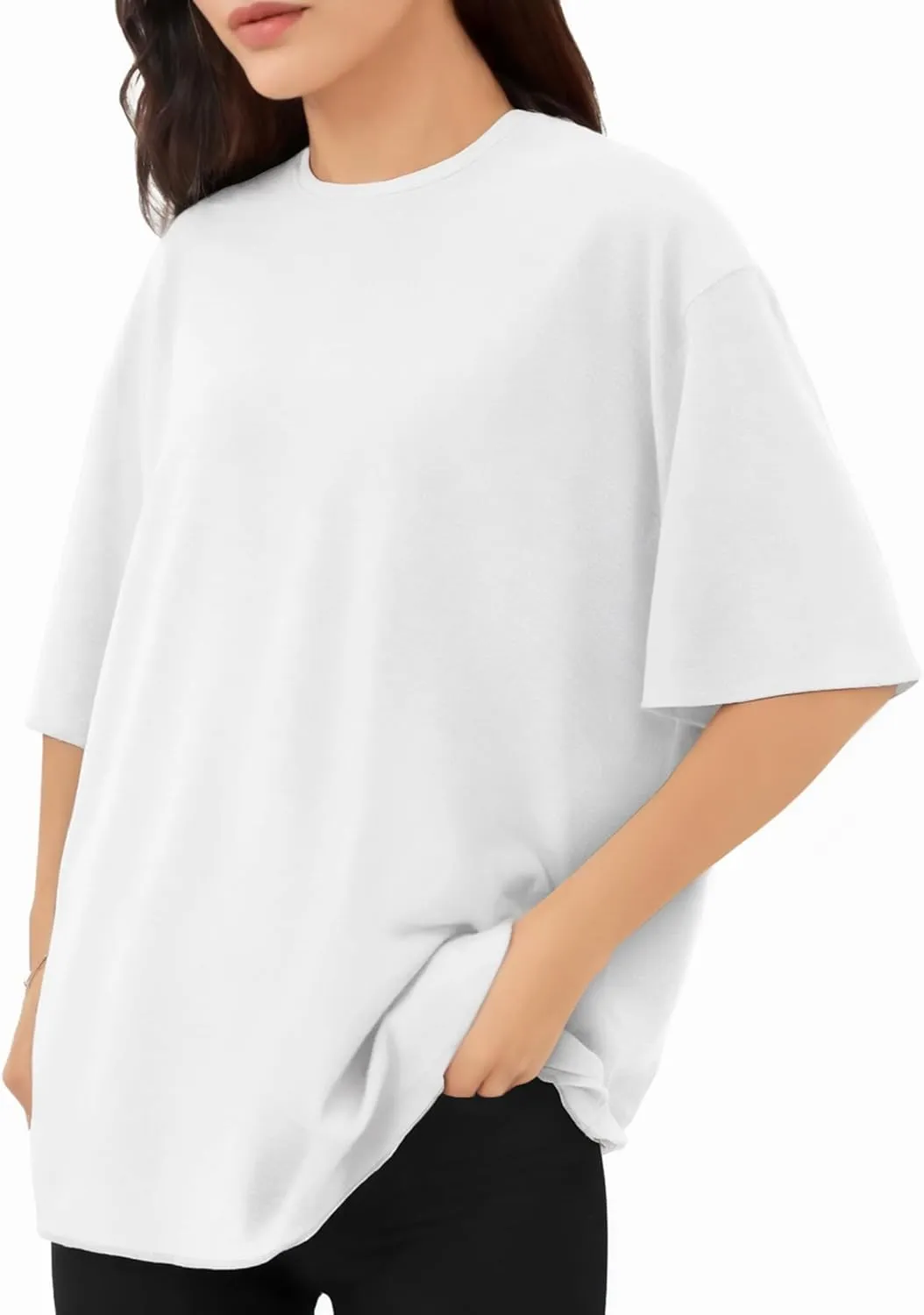 Womens Oversized T Shirts Short Sleeve Summer Tops Crewneck Casual Loose Fit Basic Tee Trendy Plus Size Blouse