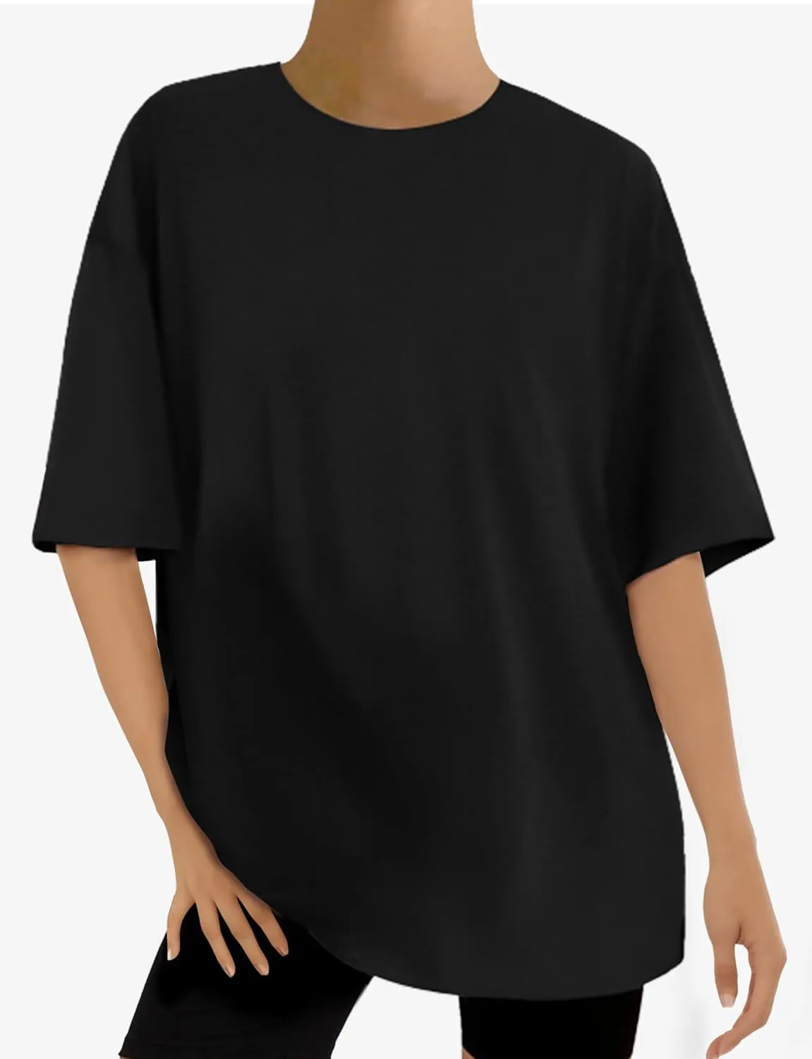 Womens Oversized T Shirts Short Sleeve Summer Tops Crewneck Casual Loose Fit Basic Tee Trendy Plus Size Blouse
