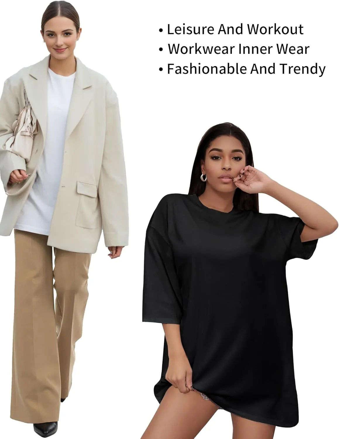 Womens Oversized T Shirts Short Sleeve Summer Tops Crewneck Casual Loose Fit Basic Tee Trendy Plus Size Blouse