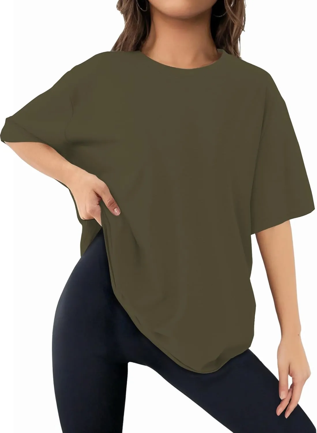 Womens Oversized T Shirts Short Sleeve Summer Tops Crewneck Casual Loose Fit Basic Tee Trendy Plus Size Blouse