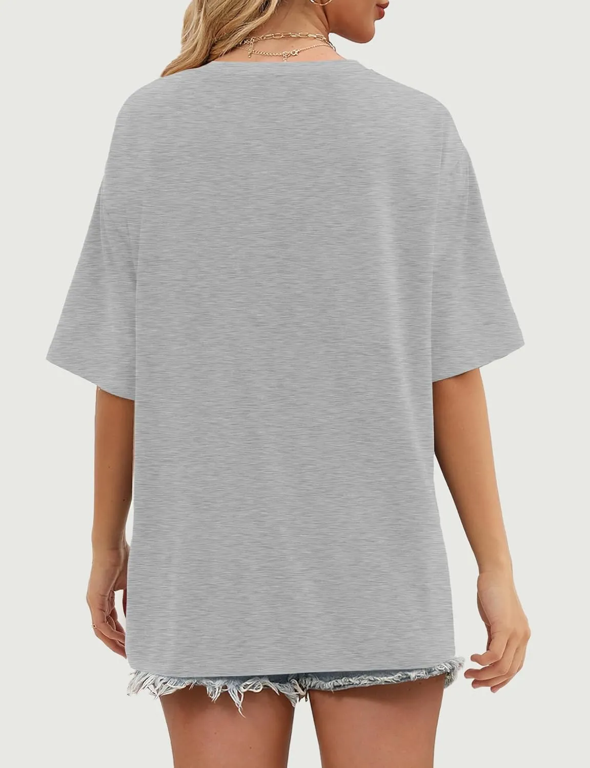 Womens Oversized T Shirts Short Sleeve Summer Tops Crewneck Casual Loose Fit Basic Tee Trendy Plus Size Blouse