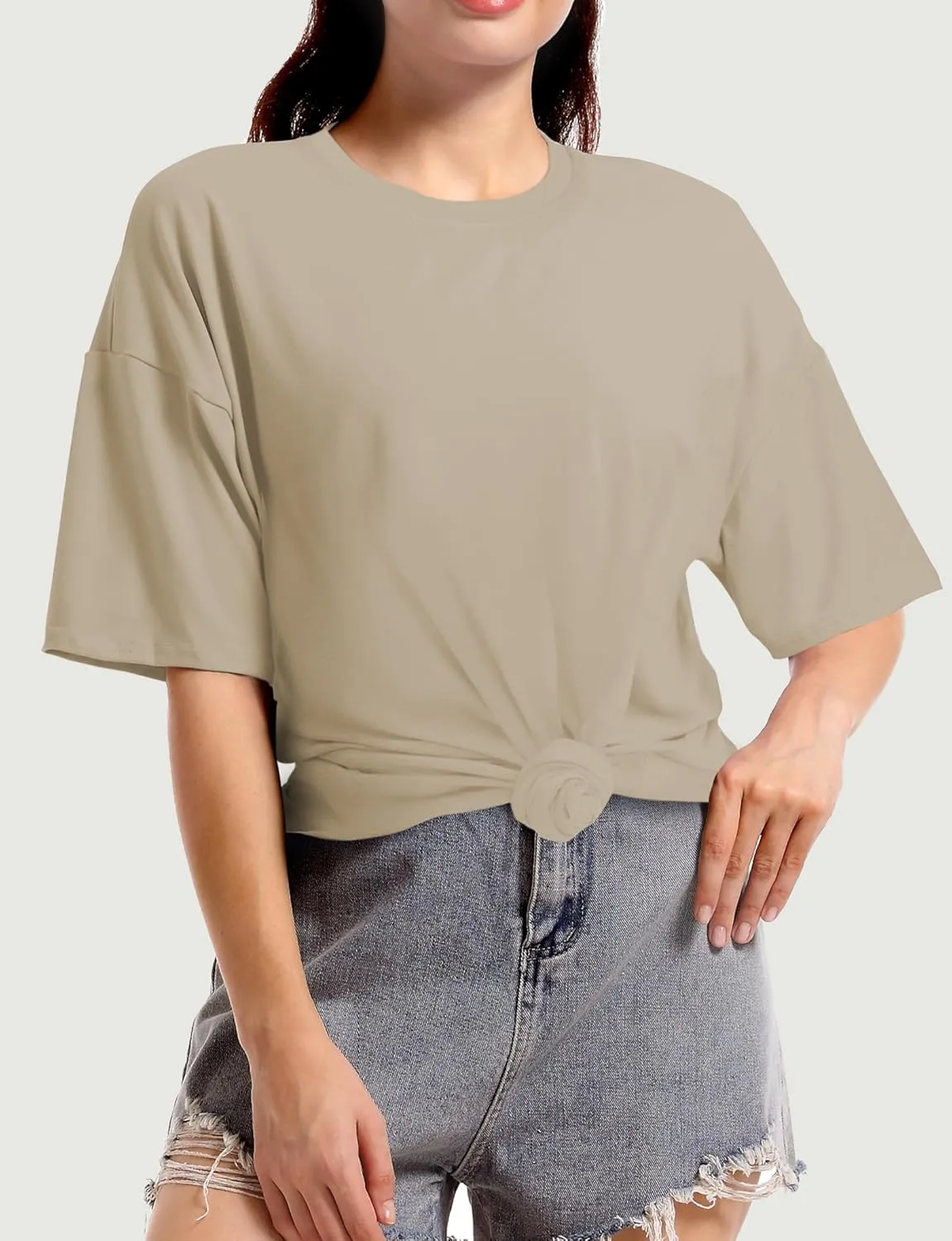 Womens Oversized T Shirts Short Sleeve Summer Tops Crewneck Casual Loose Fit Basic Tee Trendy Plus Size Blouse