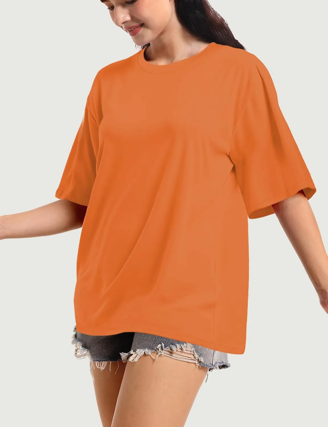Womens Oversized T Shirts Short Sleeve Summer Tops Crewneck Casual Loose Fit Basic Tee Trendy Plus Size Blouse