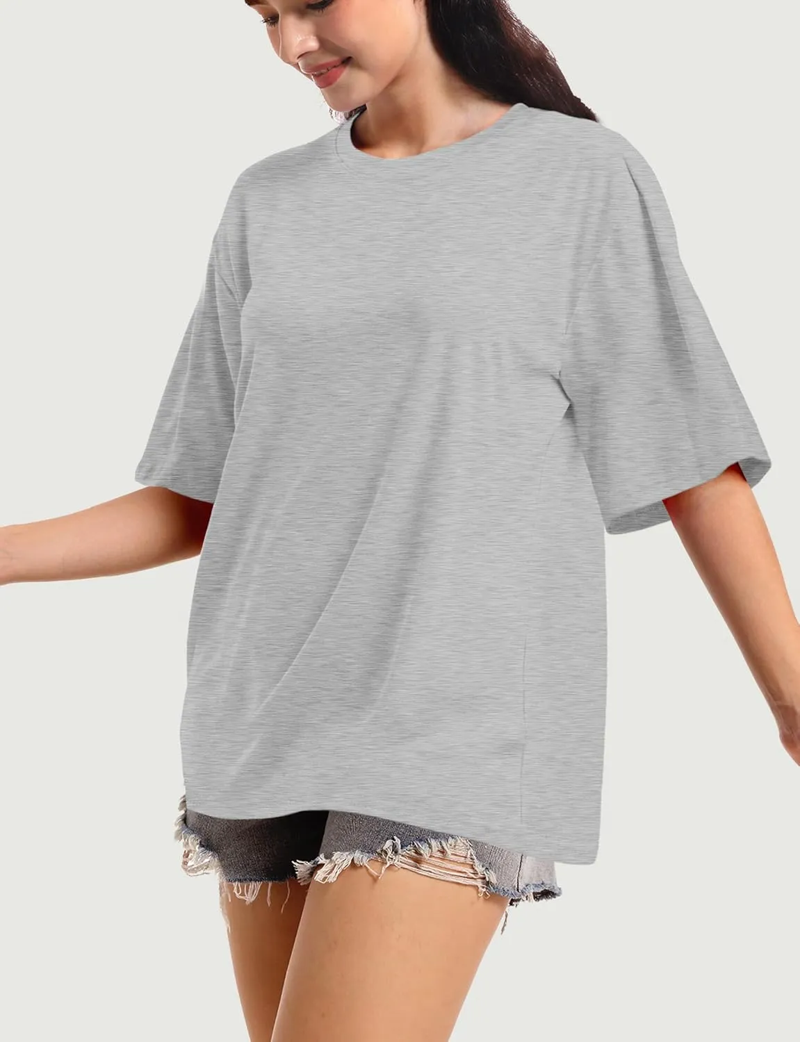Womens Oversized T Shirts Short Sleeve Summer Tops Crewneck Casual Loose Fit Basic Tee Trendy Plus Size Blouse