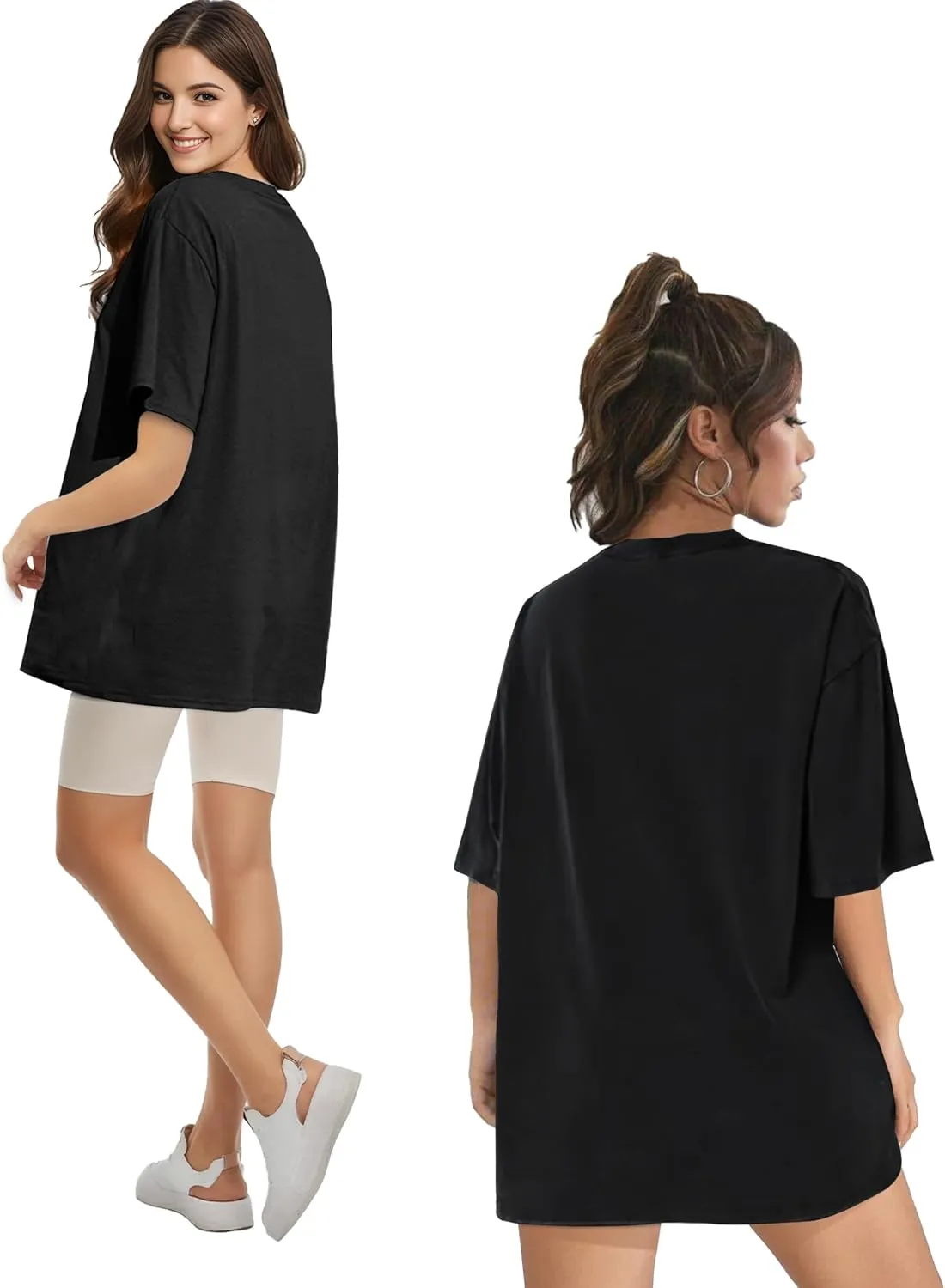 Womens Oversized T Shirts Short Sleeve Summer Tops Crewneck Casual Loose Fit Basic Tee Trendy Plus Size Blouse