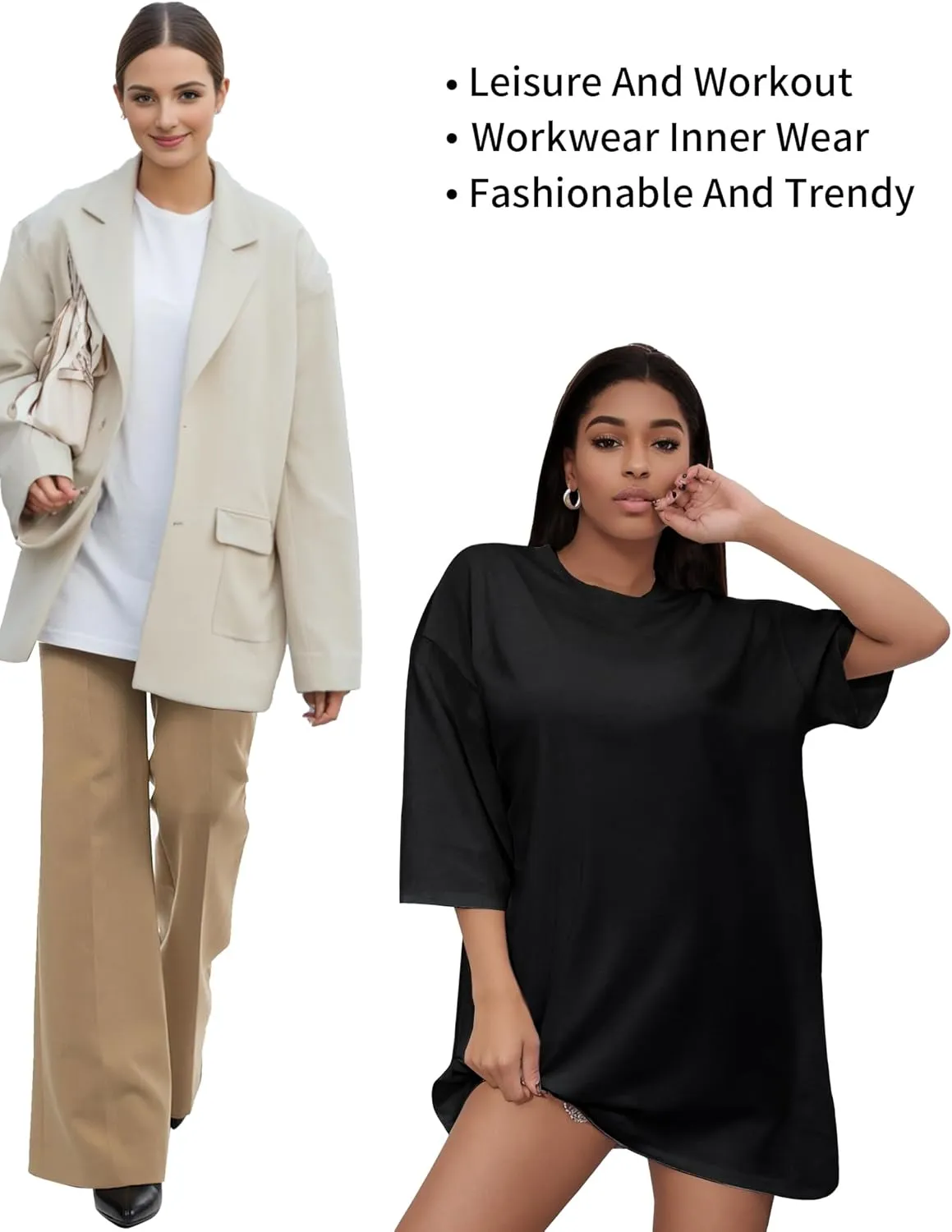 Womens Oversized T Shirts Short Sleeve Summer Tops Crewneck Casual Loose Fit Basic Tee Trendy Plus Size Blouse