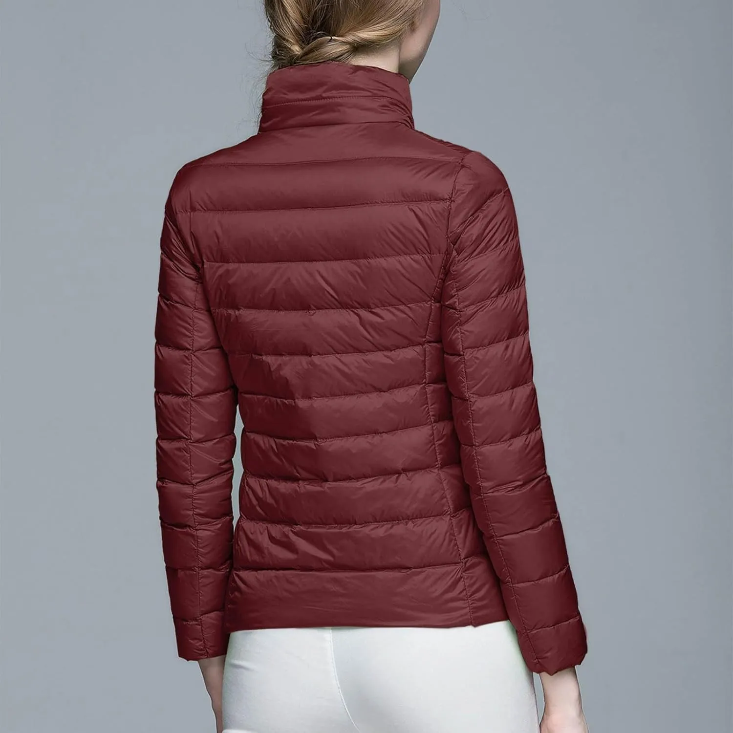Womens Puffer Jacket Packable Winter Down Jacket Lightweight Slim Fit Hooded Jacket Short Down Coat Warm Long Coat
