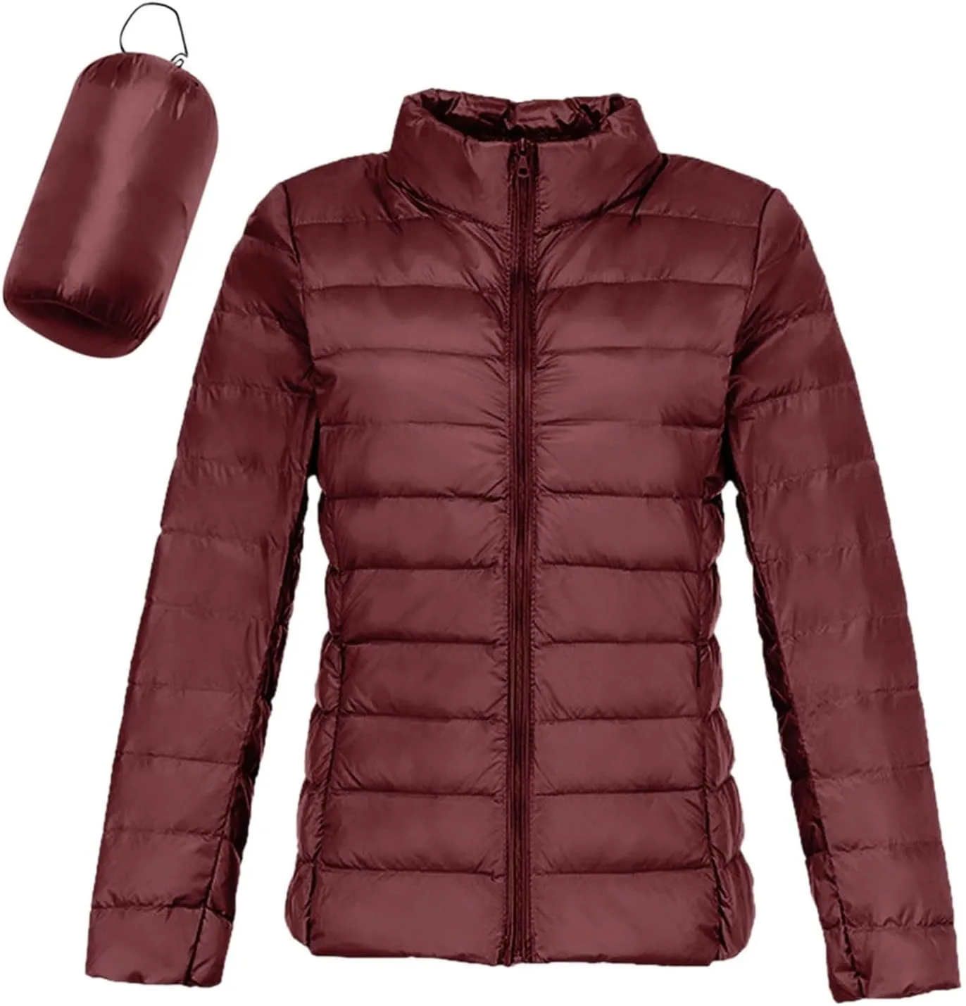 Womens Puffer Jacket Packable Winter Down Jacket Lightweight Slim Fit Hooded Jacket Short Down Coat Warm Long Coat