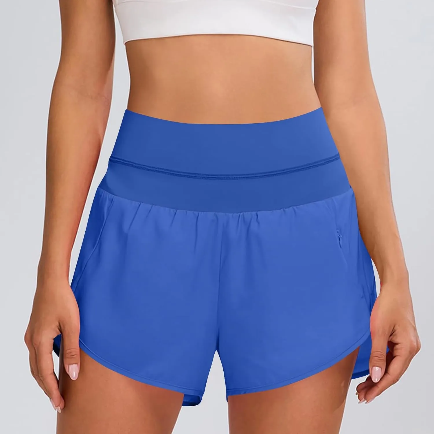 Women's Quick Dry Running Shorts High Waisted Athletic Dolphin Gym Workout Shorts with Liner High Split Prime of Day