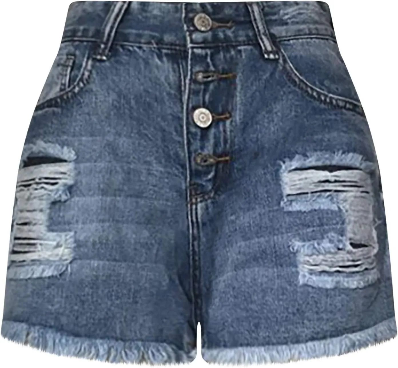 Womens Ripped Denim Shorts Mid Rise Stretchy Distressed Jean Shorts Casual Trendy Frayed Raw Hem Summer Mini Shorts