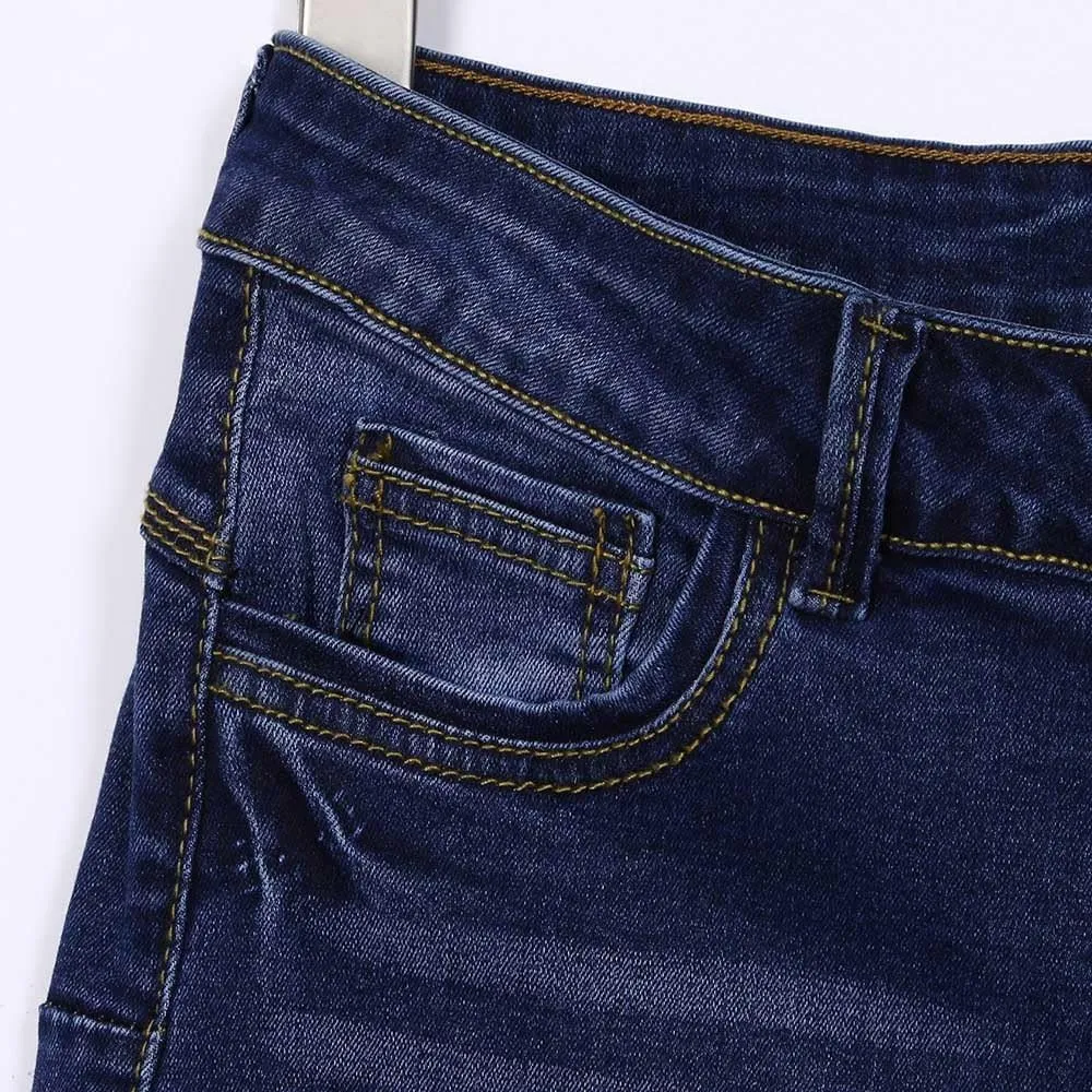 Womens Ripped Denim Shorts Mid Rise Stretchy Distressed Jean Shorts Casual Trendy Frayed Raw Hem Summer Mini Shorts