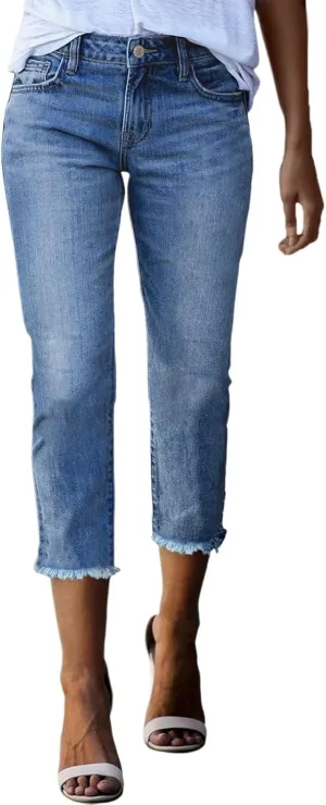 Women's Ripped Destroyed Skinny Jeans & Jeggings Pull-On Elastic Waist Stretch Denim Pants Regular-Plus Size