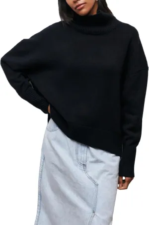 Women's Solid Oversize Long Sleeve High Neck Sweaters Autumn Winter Casual Trendy Thick Warm Plus Size Loose Fit Turtleneck