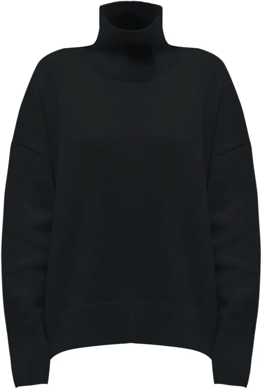 Women's Solid Oversize Long Sleeve High Neck Sweaters Autumn Winter Casual Trendy Thick Warm Plus Size Loose Fit Turtleneck