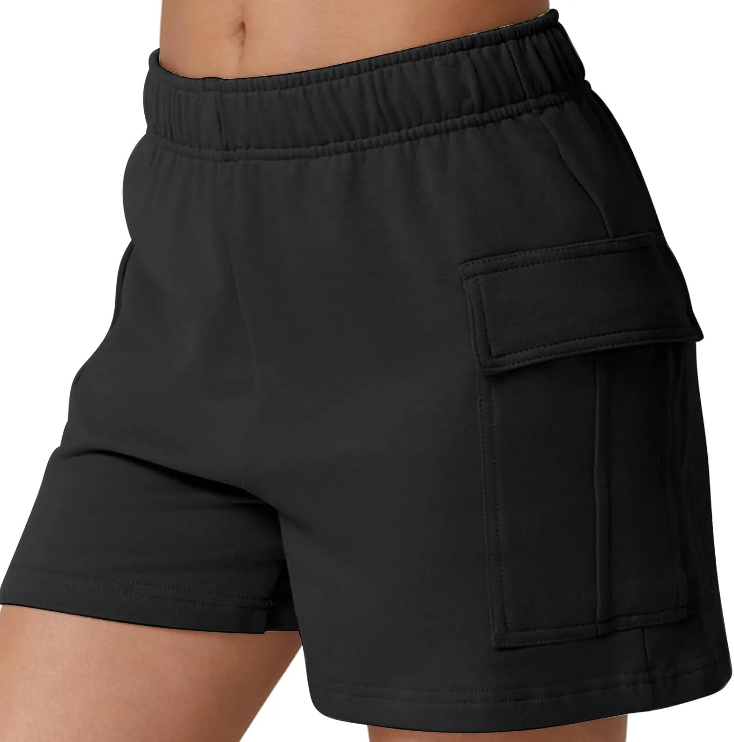 Women's Sweat Shorts High Waisted Athletic Shorts Summer Casual Loose Fit Elastic Waist Cargo Shorts with Pockets