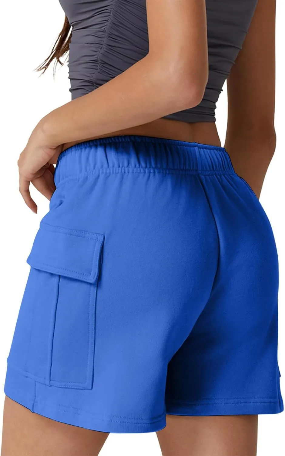 Women's Sweat Shorts High Waisted Athletic Shorts Summer Casual Loose Fit Elastic Waist Cargo Shorts with Pockets