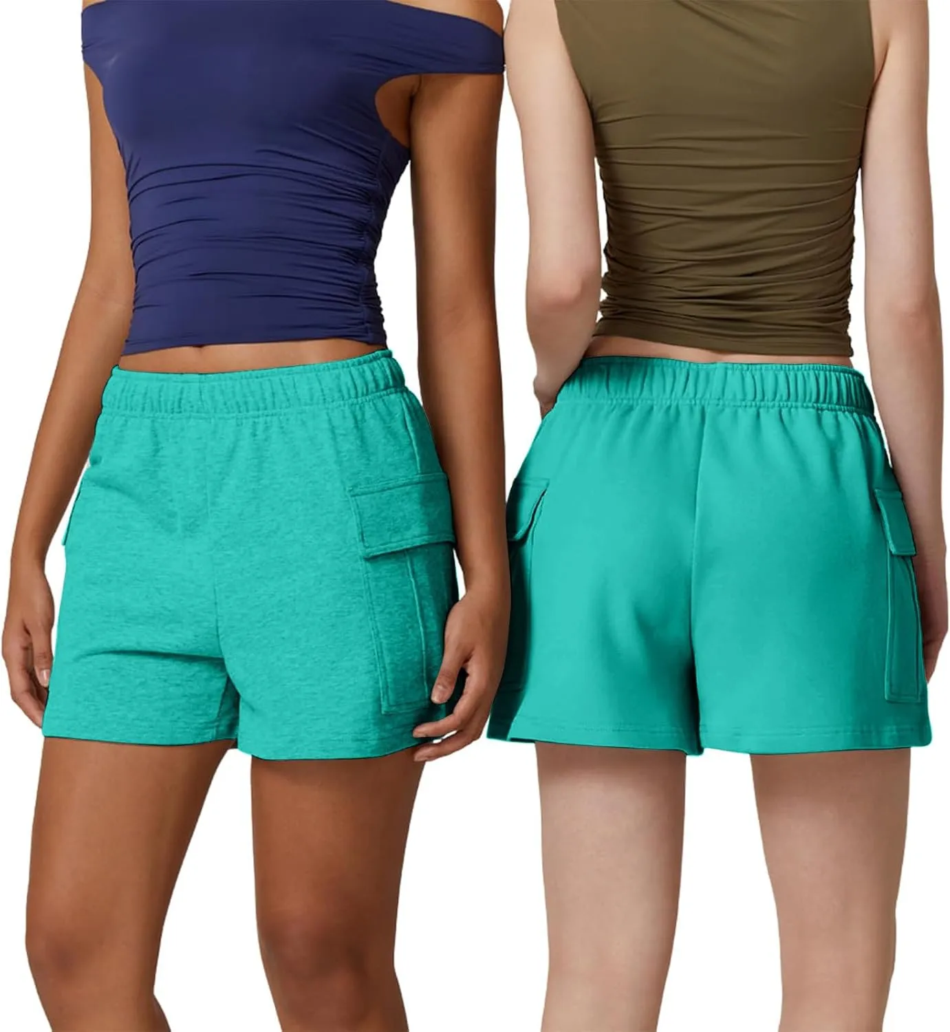 Women's Sweat Shorts High Waisted Athletic Shorts Summer Casual Loose Fit Elastic Waist Cargo Shorts with Pockets