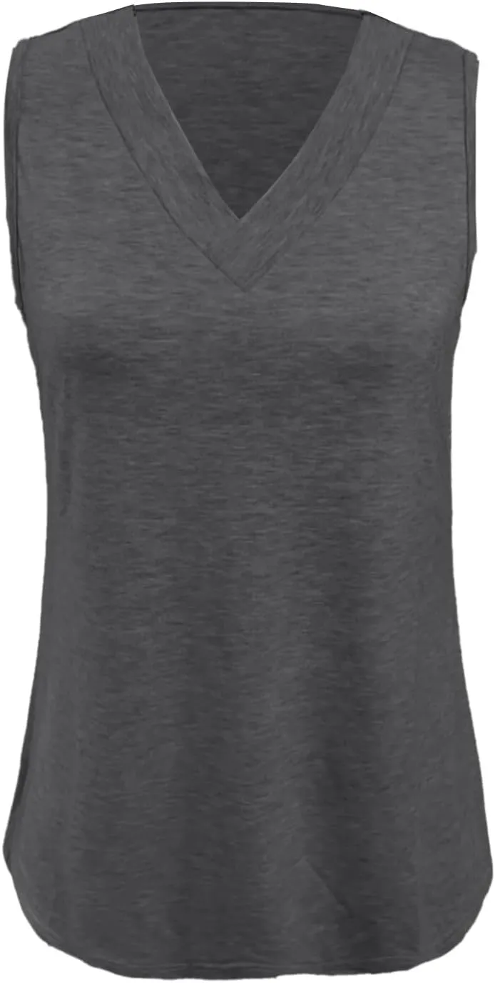 Women's Tank Tops 2025 Solid Color T-Shirt Dressy Sleeveless V Neck Summer Loose Tank Top Tee Shirts
