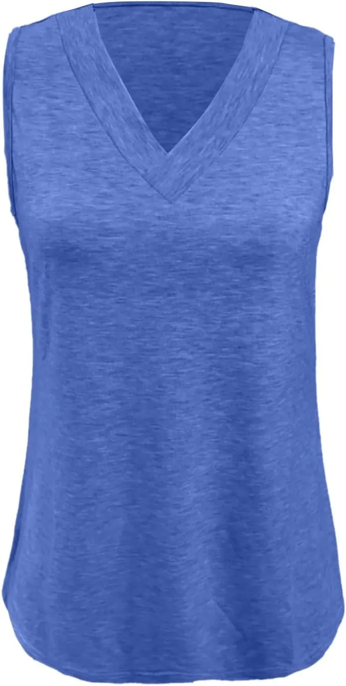 Women's Tank Tops 2025 Solid Color T-Shirt Dressy Sleeveless V Neck Summer Loose Tank Top Tee Shirts