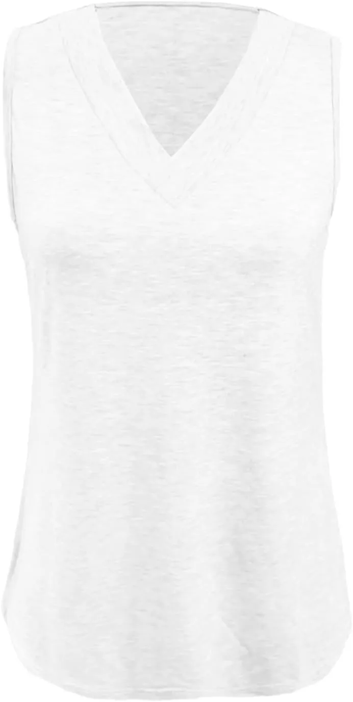 Women's Tank Tops 2025 Solid Color T-Shirt Dressy Sleeveless V Neck Summer Loose Tank Top Tee Shirts