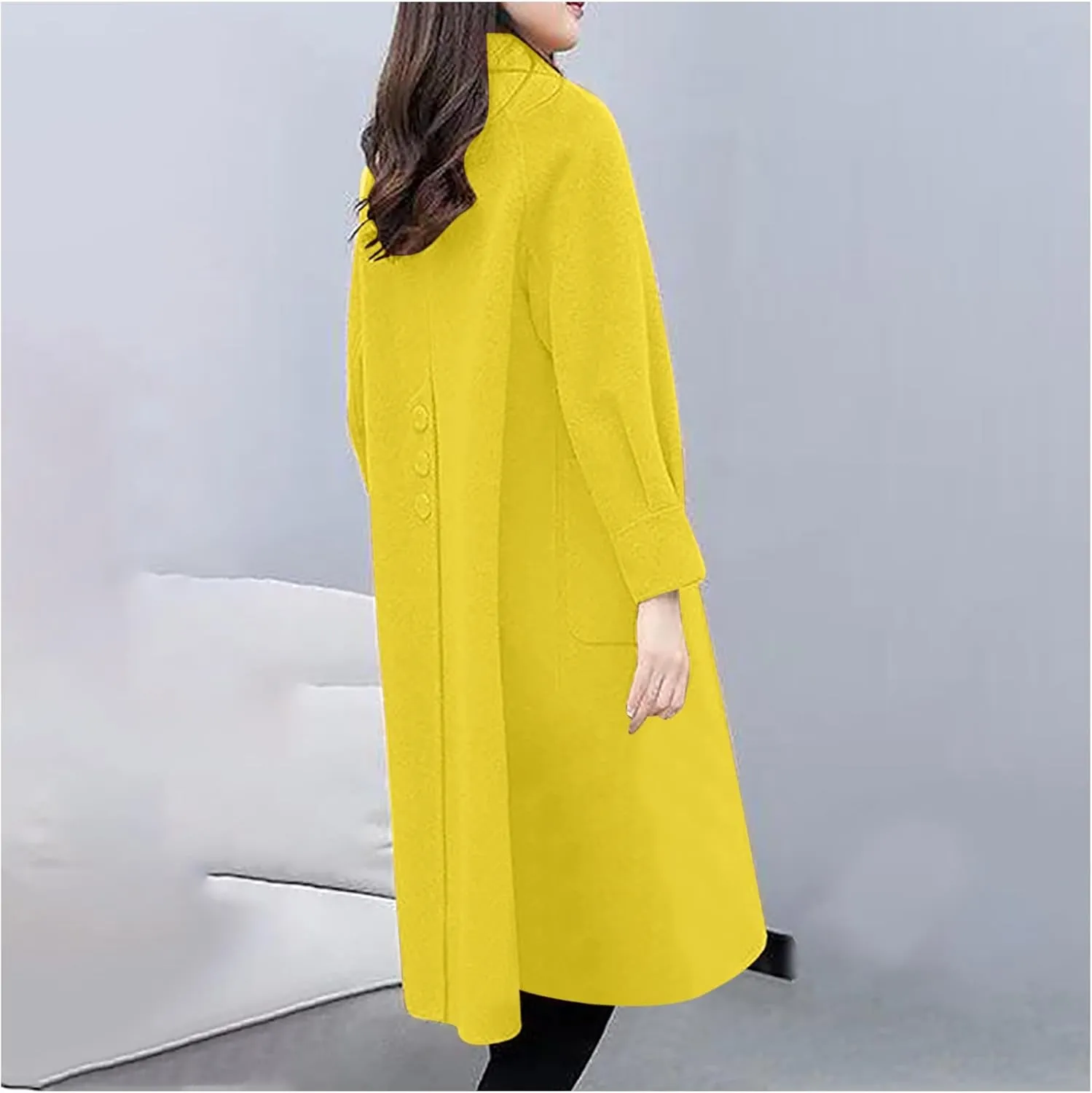 Womens Trench Coat Long Single Breasted Coat Wool Blend Overcoat Plus Size Pea Coat Open Front Cardigan Fashion Outfits