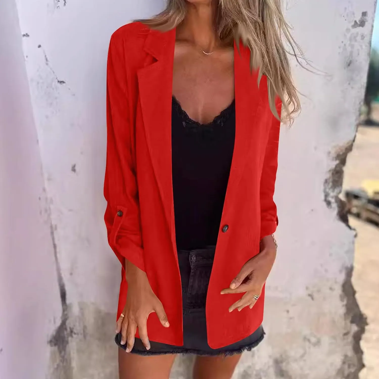 Women's Trench Coats Plus Size Wool Blend Coats Notch Lapel Peacoat Dressy Casual Jackets Open Front Cardigan
