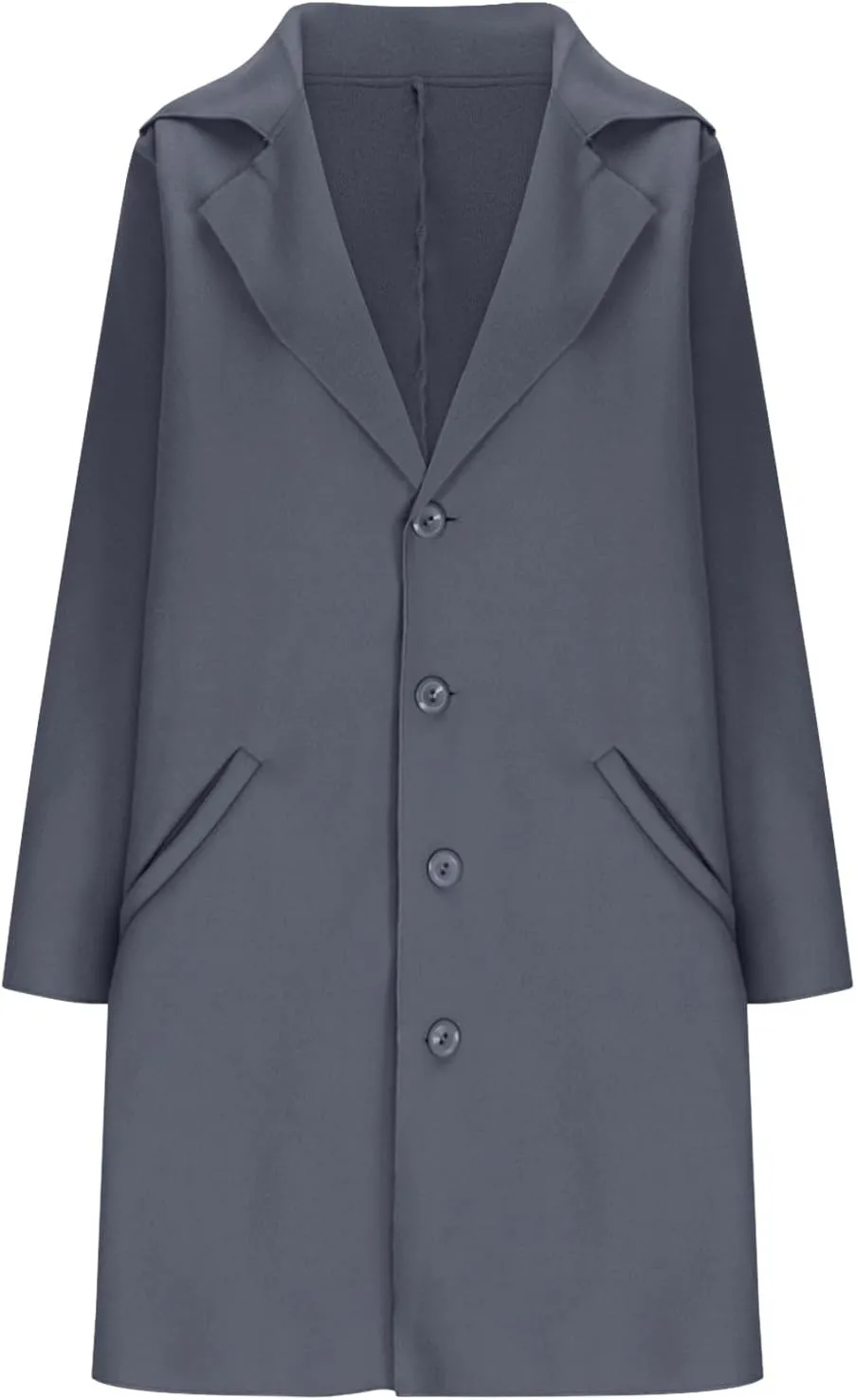 Women's Trench Coats Single Breasted Long Coat Notch Lapel Pea Coat Plus Size Wool Blend Coats Fall Winter Outfits