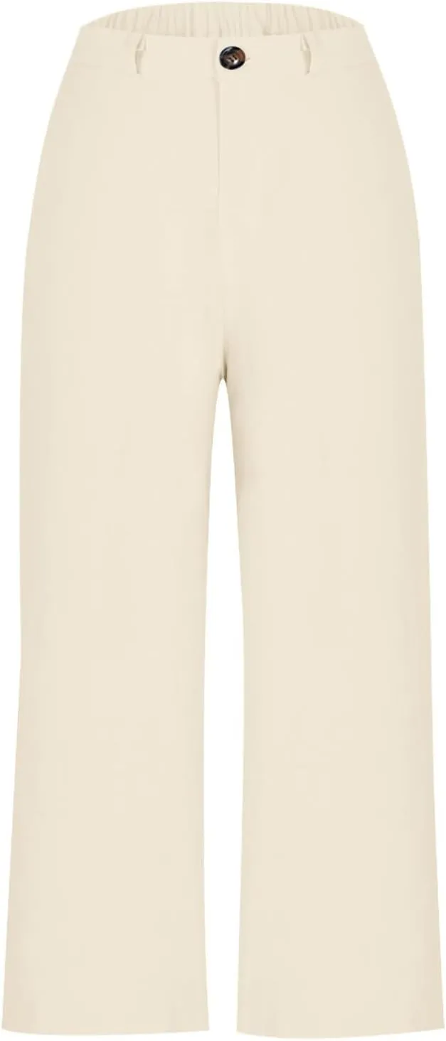 Women's Trendy Casual Pants Elastic Waist with Pockets Lounge Trousers Drawstring Straight Chinos Outdoor Athletic