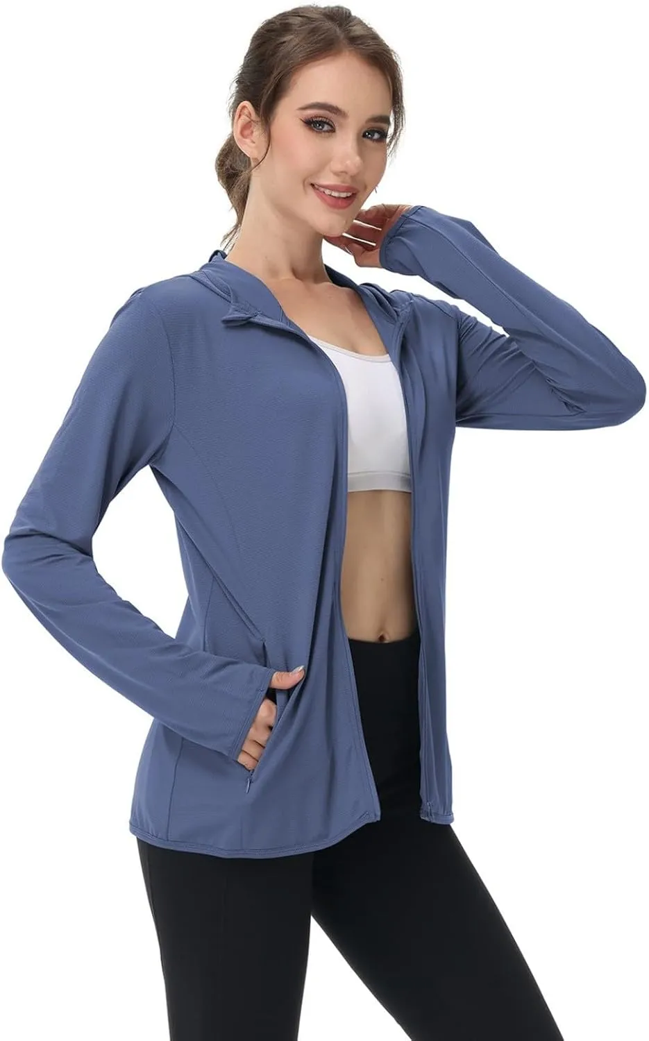 Women's UPF Sun Protection Shirts SPF Jacket UV Cooling Hoodie Long Sleeve Zip Up Summer Clothing for Outdoor Hiking