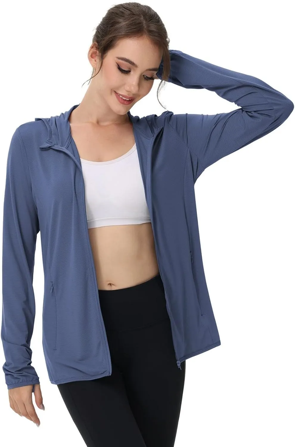 Women's UPF Sun Protection Shirts SPF Jacket UV Cooling Hoodie Long Sleeve Zip Up Summer Clothing for Outdoor Hiking